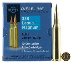PPU PPM338 Match 338 Lapua Magnum 240 GR Solid Copper 10 Bx/ 20 Cs