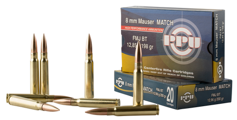PPU PPM8 Match 8mm Mauser 200 GR Full Metal Jacket 20 Bx/ 10 Cs