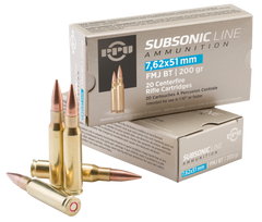 PPU PPS762 Subsonic 308 Winchester/7.62 NATO 200 GR Full Metal Jacket Boat Tail 20 Bx/ 10 Cs