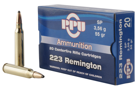 PPU PP223S Standard Rifle 223 Remington/5.56 NATO 55 GR Soft Point 20 Bx/ 50 Cs