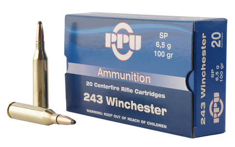 PPU PP2432 Standard Rifle 243 Winchester 100 GR Soft Point 20 Bx/ 10 Cs