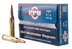 PPU PP264 Standard Rifle 264 Winchester Magnum 140 GR Pointed Soft Point 20 Bx/ 10 Cs