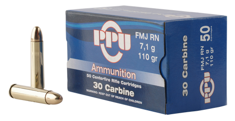 PPU PP30F Standard Rifle 30 Carbine 110 GR Full Metal Jacket 50 Bx/ 10 Cs