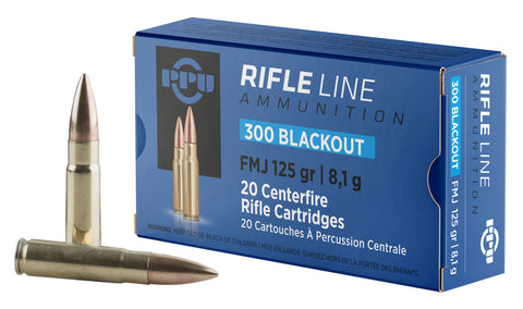 PPU PP300BF Standard Rifle 300 AAC Blackout/Whisper (7.62x35mm) 125 GR Flat Point Jacketed 20 Bx/ 50 Cs