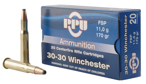 PPU PP30302 Standard Rifle 30-30 Winchester 170 GR Flat Soft Point 20 Bx/ 10 Cs