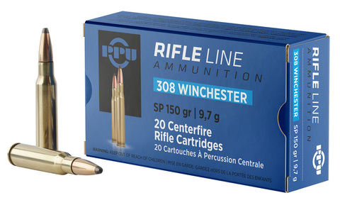 PPU PP3081 Standard Rifle 308 Winchester/7.62 NATO 150 GR Soft Point 20 Bx/ 10 Cs