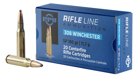 PPU PP3083 Standard Rifle 308 Winchester/7.62 NATO 180 GR Soft Point 20 Bx/ 10 Cs