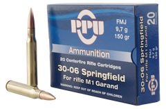 PPU PP3006G Standard Rifle 30-06 Springfield 150 GR Full Metal Jacket 20 Bx/ 10 Cs
