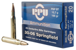 PPU PP30062 Standard Rifle 30-06 Springfield 165 GR Pointed Soft Point 20 Bx/ 10 Cs