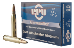 PPU PP3001 Standard Rifle 300 Winchester Magnum 150 GR Soft Point 20 Bx/ 10 Cs