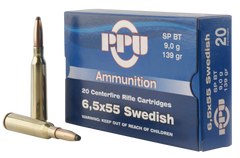 PPU PP30061 Metric Rifle 6.5x55 Swedish 139 GR Soft Point 20 Bx/ 10 Cs