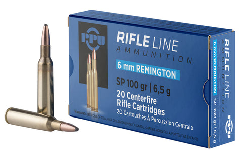 PPU PP3001 Metric Rifle 6mm Remington 100 GR Soft Point Boat Tail 20 Bx/ 10 Cs