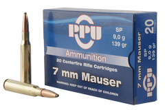 PPU PP3003 Metric Rifle 7mm Mauser 139 GR Soft Point 20 Bx/ 10 Cs