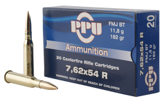 PPU PP76254F Metric Rifle 7.62x54mm Russian 182 GR Full Metal Jacket 20 Bx/ 10 Cs