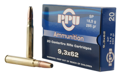 PPU PP9362 Metric Rifle 9.3mmx62 Mauser 285 GR Soft Point 20 Bx/ 10 Cs