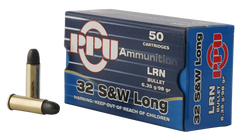 PPU PPH32SW Handgun 32 Smith & Wesson Long 98 GR Lead Round Nose 50 Bx/ 10 Cs