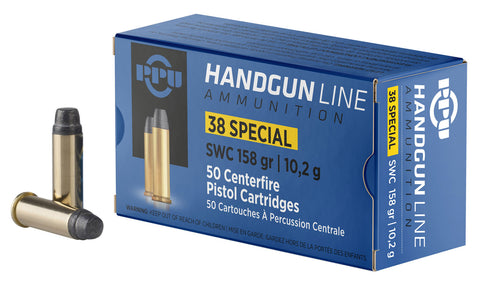 PPU PPH38SS Handgun 38 Special 158 GR Semi-Wadcutter 50 Bx/ 10 Cs