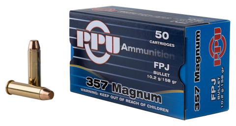 PPU PPH357MF Handgun 357 Magnum 158 GR Flat Point Jacketed 50 Bx/ 10 Cs
