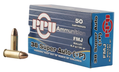 PPU PPH38SU Handgun 38 Super +P 130 GR Full Metal Jacket 50 Bx/ 10 Cs