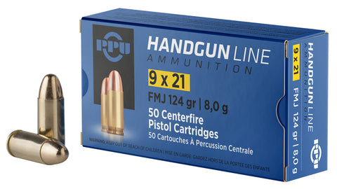 PPU PPH921 Handgun 9x21mm IMI 124 GR Full Metal Jacket 50 Bx/ 20 Cs