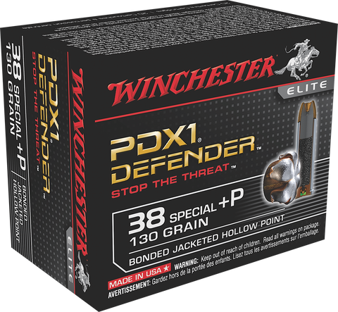 Winchester Ammo S38PDB Elite 38 Special 130 GR Bonded Jacket Hollow Point 20 Bx/ 10 Cs