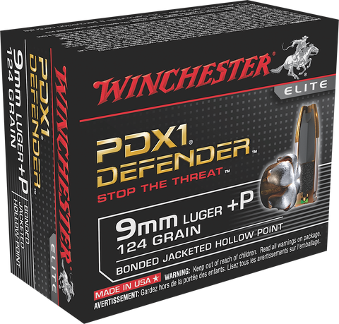 Winchester Ammo S9MMPDB Elite 9mm Luger +P 124 GR Bonded Jacket Hollow Point 20 Bx/ 10 Cs
