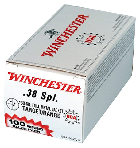 Winchester Ammo USA38SPVP Best Value 38 Special 130 GR Full Metal Jacket 100 Bx/ 5 Cs - 100 Rounds