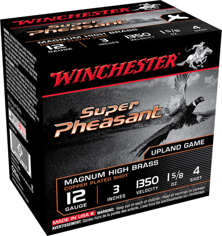 Winchester Ammo X123PH4 Super Pheasant Magnum High Brass 12 Gauge 3" 1 5/8 oz 4 Shot 25 Bx/ 10 Cs