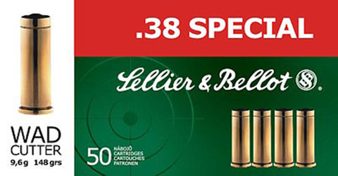 Sellier & Bellot SB38B 38 Special Wad Cutter 148 GR 50Box/24Case