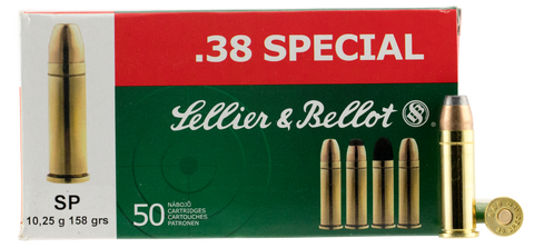 Sellier & Bellot SB38C Handgun 38 Special 158 GR Soft Point 50 Bx/ 20 Cs