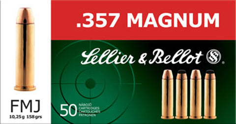 Sellier & Bellot SB357A Handgun 357 Mag 158 GR FMJ 50 Bx/ 20 Cs