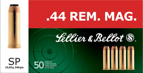 Sellier & Bellot SB44A Handgun 44 Rem Mag 240 GR Soft Point 50 Bx/ 12 Cs