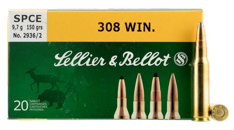 Sellier & Bellot SB308A Rifle Training 308 Win/7.62 NATO 147 GR FMJ 20 Bx/ 25 Cs