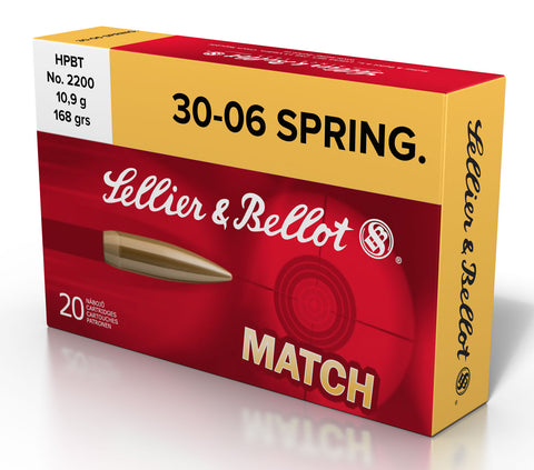 Sellier & Bellot SB3006D Rifle Match 30-06 Springfield 168 GR BTHP 20 Bx/ 20 Cs