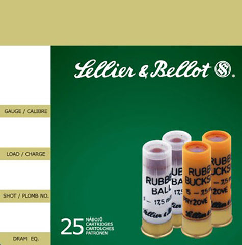 Sellier & Bellot SB12RSA Special Rubber Ball 12 Gauge 2.75" 2-11/16 oz 15 Rubber Pellets Shot 25 Bx/ 10
