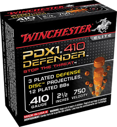 Winchester Ammo S410PDX1 Elite 410 Gauge 2.5"  3 Defense Discs/12 BBs Shot 10 Bx/10 Cs