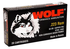 Wolf 22355FMJTINS Performance 223 Remington/5.56 NATO FMJ 55 GR 500 Rds - 500 Rounds