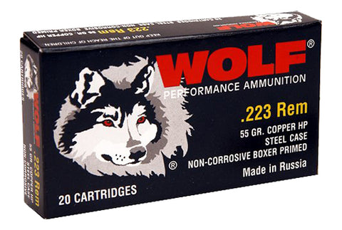 Wolf 22355HP Performance 223 Remington/5.56 NATO Bimetal Jacket 55 GR Hollow Point 500 Rds - 500 Rounds