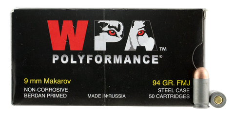 Wolf 918FMJ Handgun 9x18 Makarov 94 GR Full Metal Jacket 50 Bx/ 20 Cs - 1000 Rounds