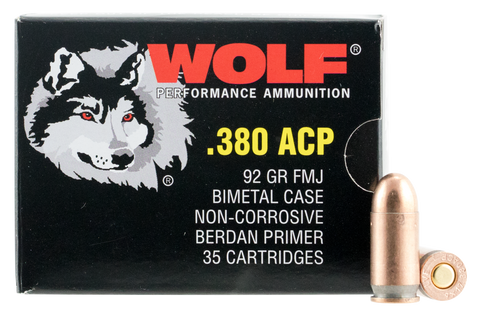 Wolf 917FMJ Handgun 380 Automatic Colt Pistol (ACP) 91 GR Full Metal Jacket 50 Bx/ 20 Cs - 1000 Rounds
