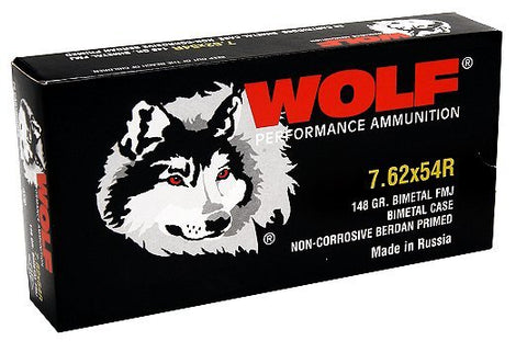 Wolf 7.62X54R 148 Grain Full Metal Jacket Bi Metal - 500 Rounds