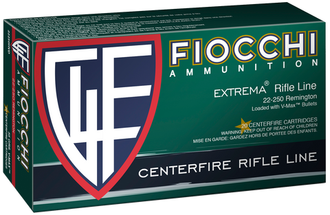 Fiocchi 22250HVD Extrema 22-250 Remington 55 GR V-Max 20 Bx/ 10 Cs