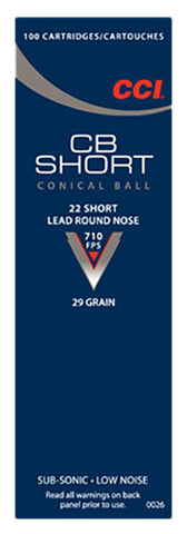 CCI 0026 Low Noise/Training/Specialty CB 22 Short LRN 29 GR 100Box/50Case - 100 Rounds