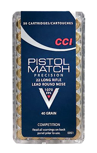 CCI 0051 Select Pistol Match 22 LR Round Nose 40 GR 50Box/100Case