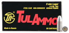 Tulammo TA919150 Centerfire Handgun 9mm Luger 115 GR FMJ 50 Bx/ 20 Cs