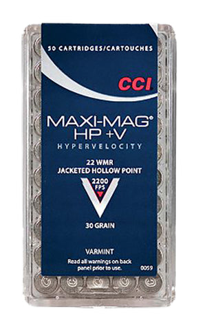 CCI 0059 Varmint Maxi Mag HP +V 22 Win Mag JHP 30GR 50Box/40Case