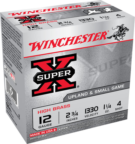 Winchester Ammo X124 Super-X High Brass 12 Gauge 2.75" 1 1/4 oz 4 Shot 25 Bx/ 10 Cs