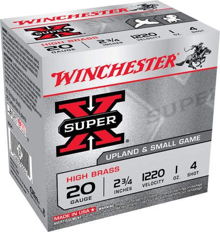 Winchester Ammo X204 Super-X High Brass 20 Gauge 2.75" 1 oz 4 Shot 25 Bx/ 10 Cs