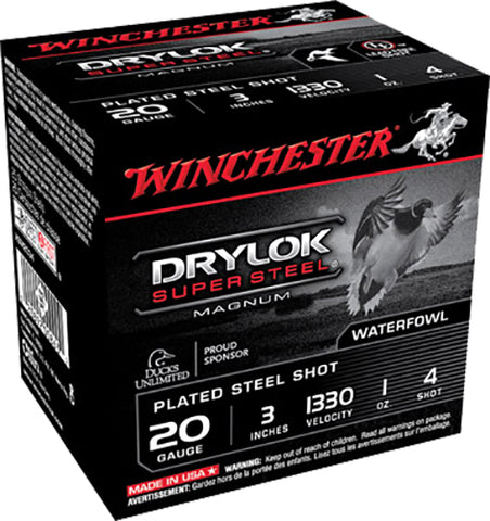 Winchester Ammo XSM2034 Drylock Super Steel Magnum 20 Gauge 3" 1 oz 4 Shot 25 Bx/ 10 Cs