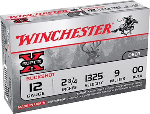 Winchester Ammo XB1200 Super-X 12 Gauge 2.75" Copper-Plated Lead 9 Pellets 00 Buck 5 Bx/ 50 Cs